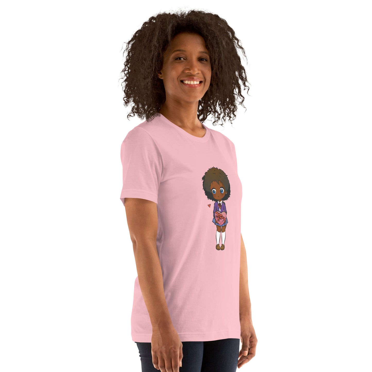 T-Shirts - Ebony Girl Afro (Glamourange Ebony Staple T-Shirts - Front Print 004 Model)