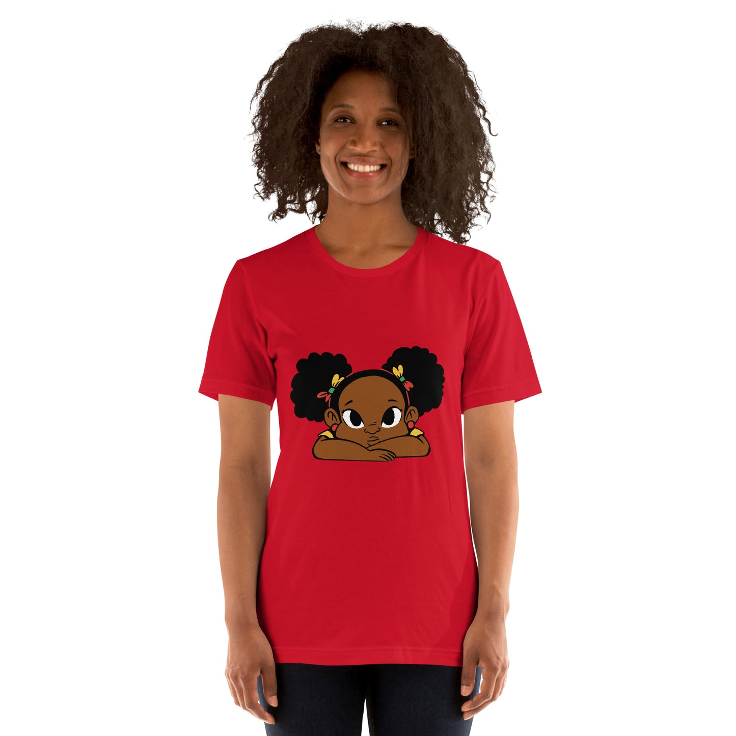 T-Shirts - Ebony Girl Afro (Glamourange Ebony Staple T-Shirts - Front Print 002 Model)