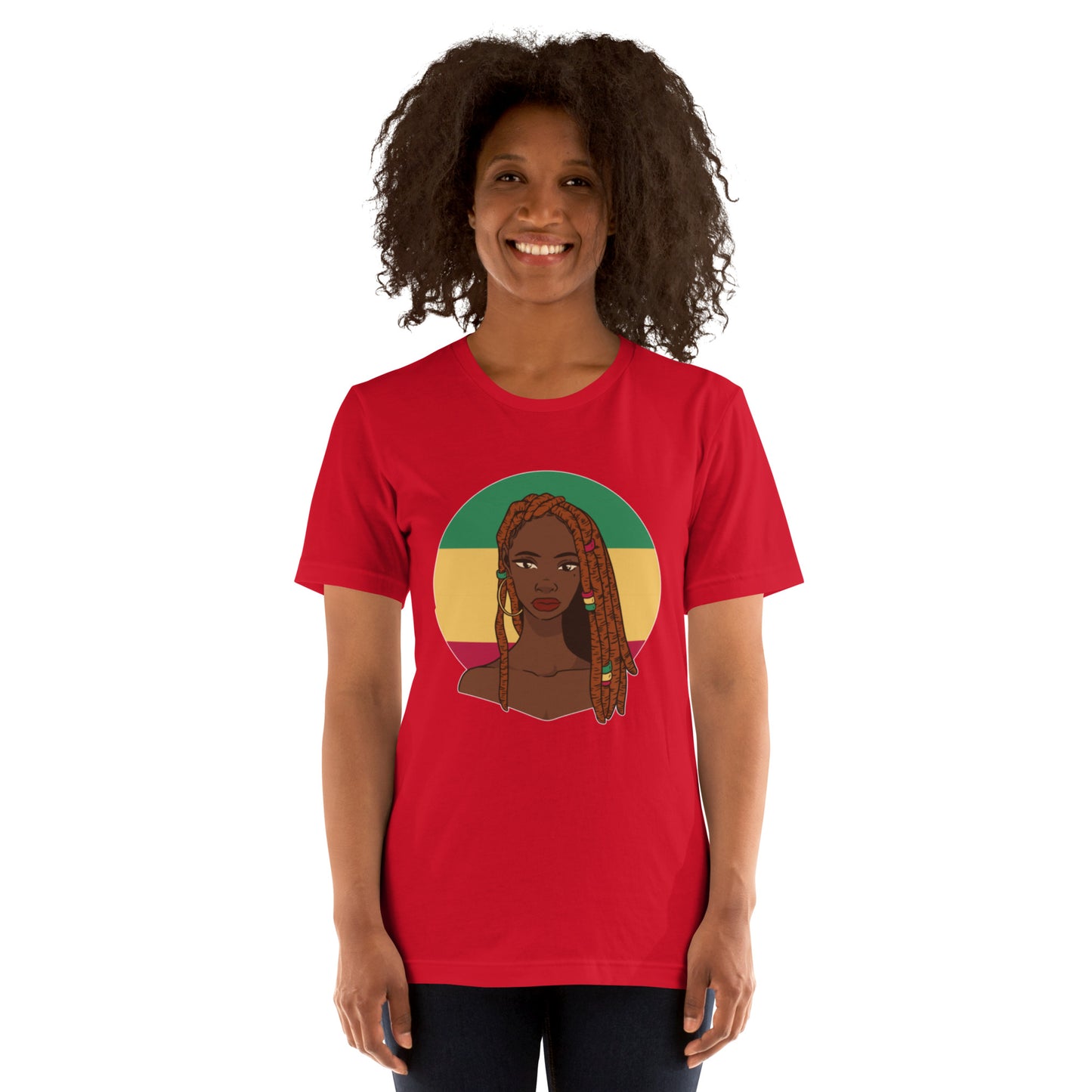 T-Shirts - Ebony Woman Dreadlocks (Glamourange Ebony Staple T-Shirts - Front Print 007 Model)