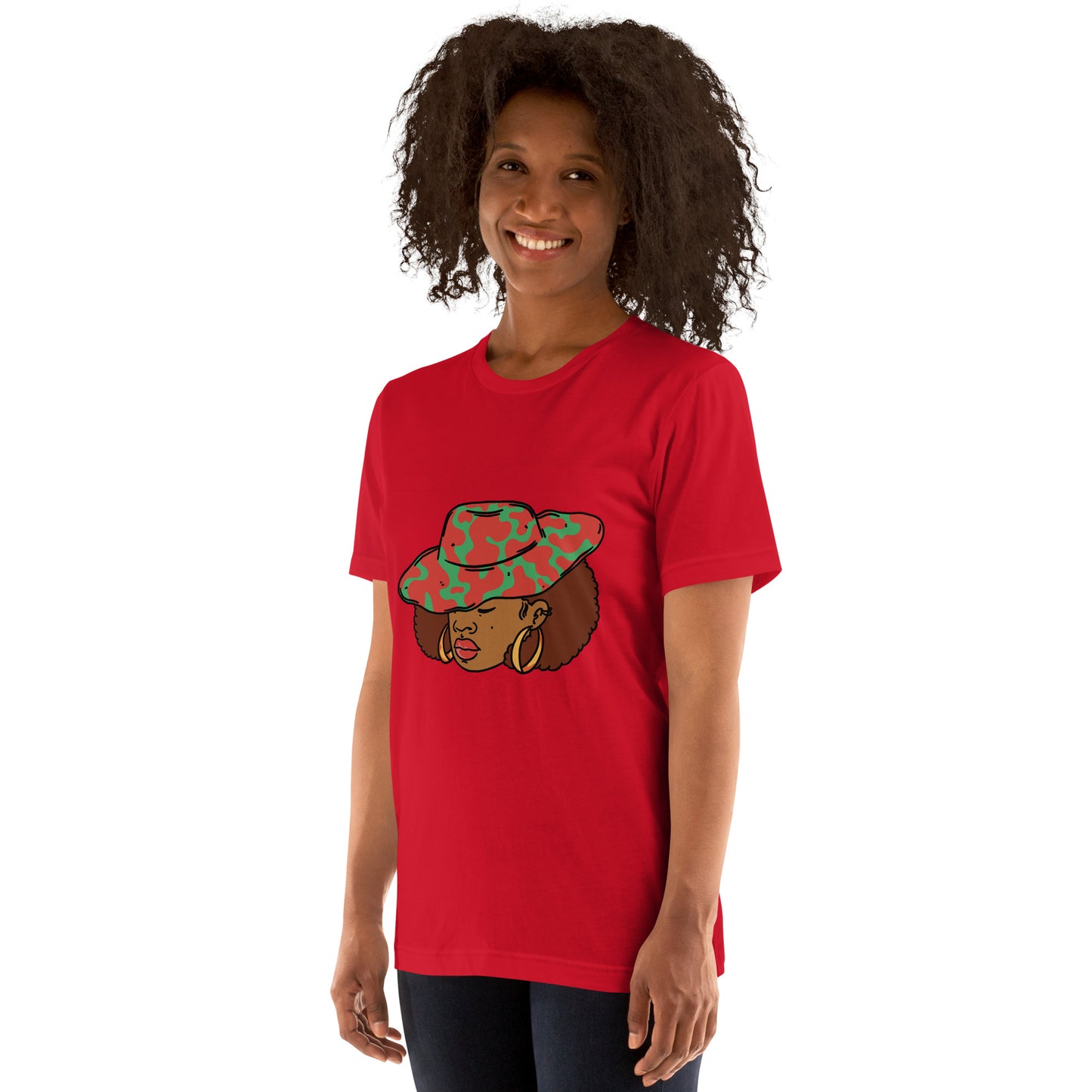 T-Shirts - Ebony Woman Afro (Glamourange Ebony Staple T-Shirts - Front Print 001 Model)