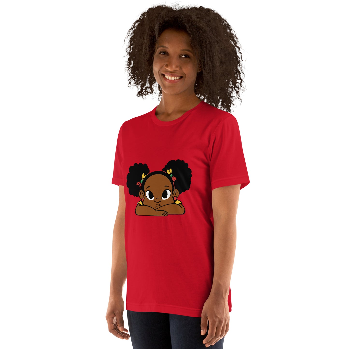 T-Shirts - Ebony Girl Afro (Glamourange Ebony Staple T-Shirts - Front Print 002 Model)