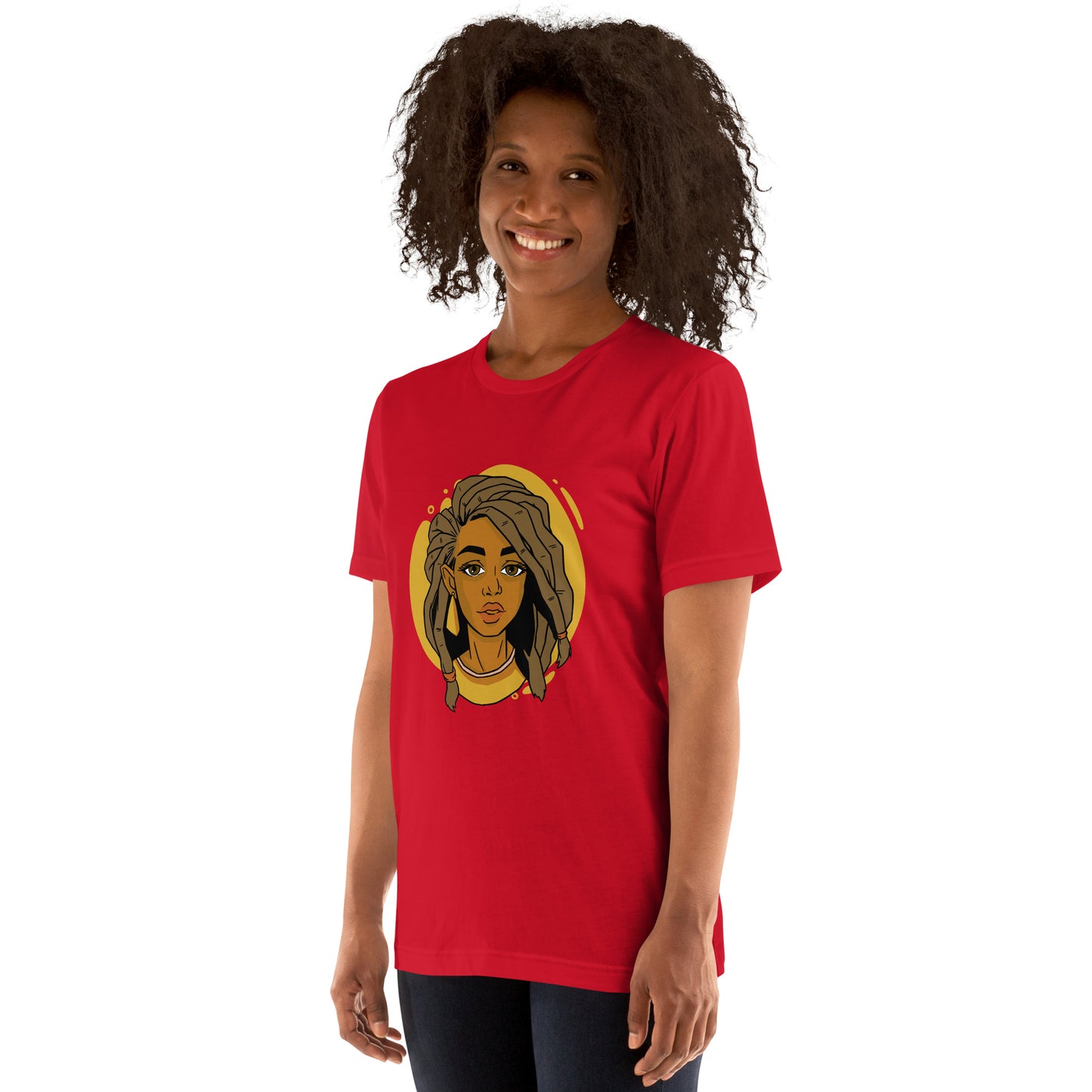 T-Shirts - Ebony Woman Dreadlocks (Glamourange Ebony Staple T-Shirts - Front Print 006 Model)