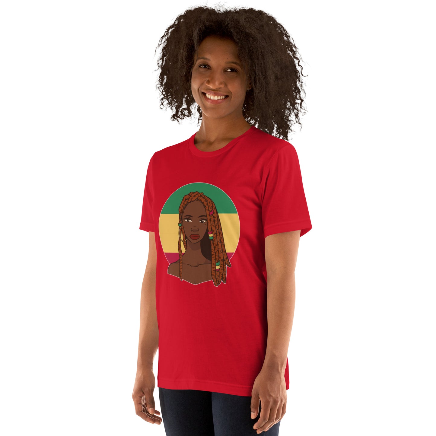 T-Shirts - Ebony Woman Dreadlocks (Glamourange Ebony Staple T-Shirts - Front Print 007 Model)