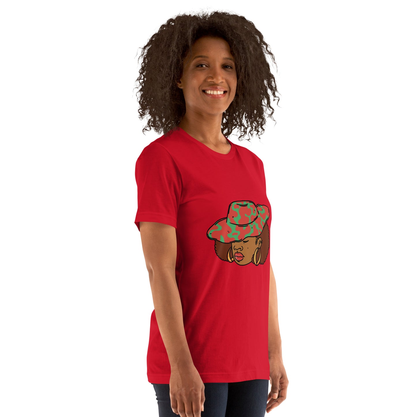 T-Shirts - Ebony Woman Afro (Glamourange Ebony Staple T-Shirts - Front Print 001 Model)