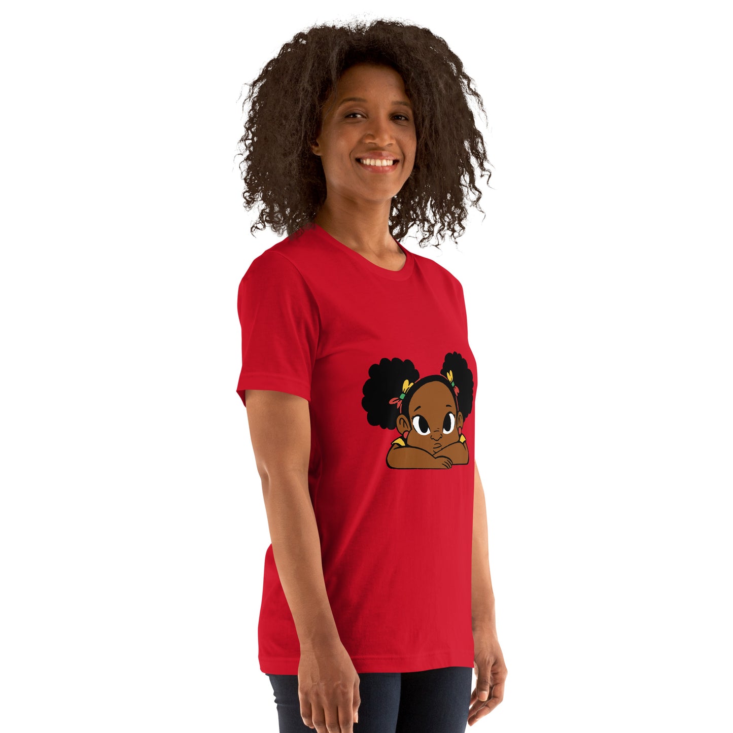 T-Shirts - Ebony Girl Afro (Glamourange Ebony Staple T-Shirts - Front Print 002 Model)