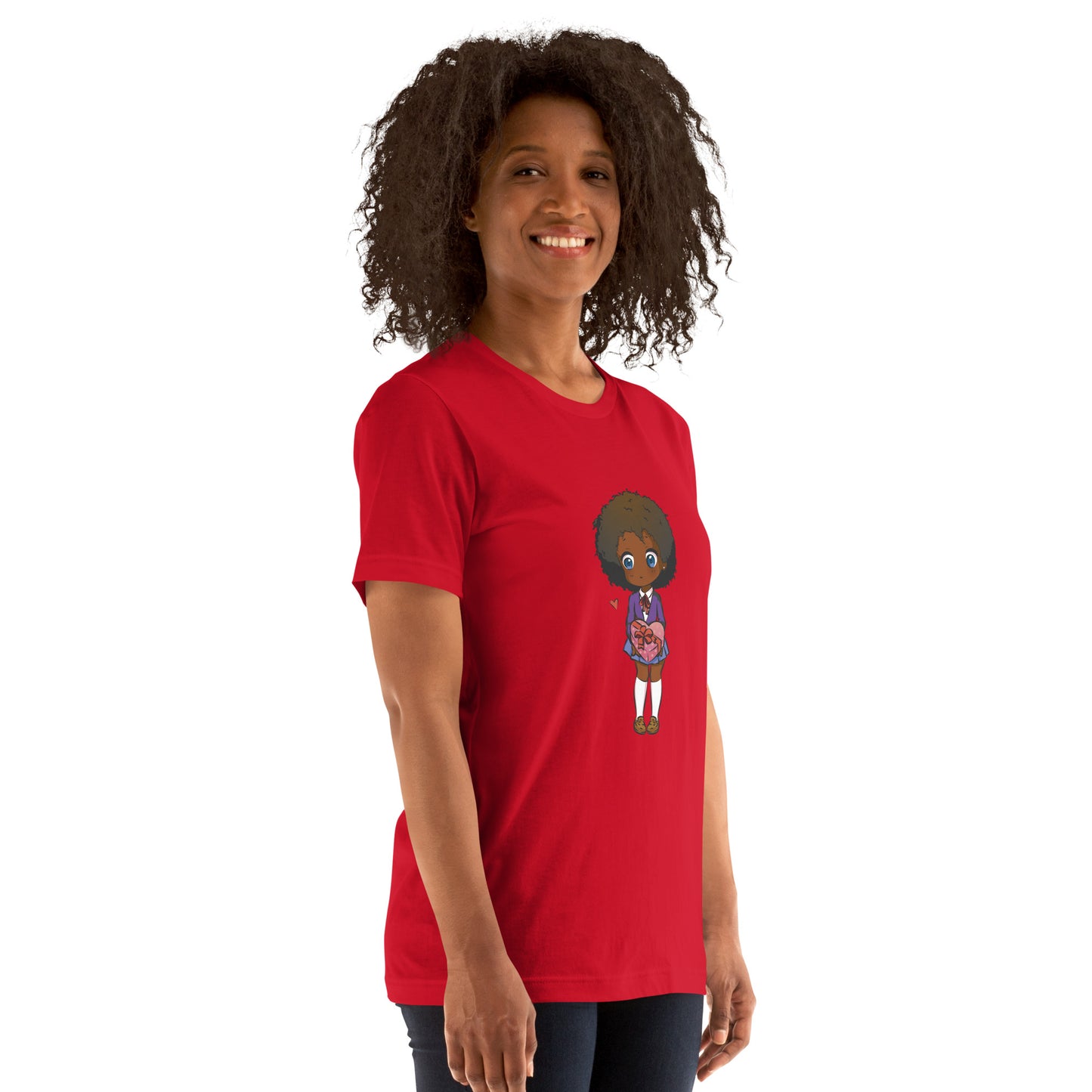 T-Shirts - Ebony Girl Afro (Glamourange Ebony Staple T-Shirts - Front Print 004 Model)