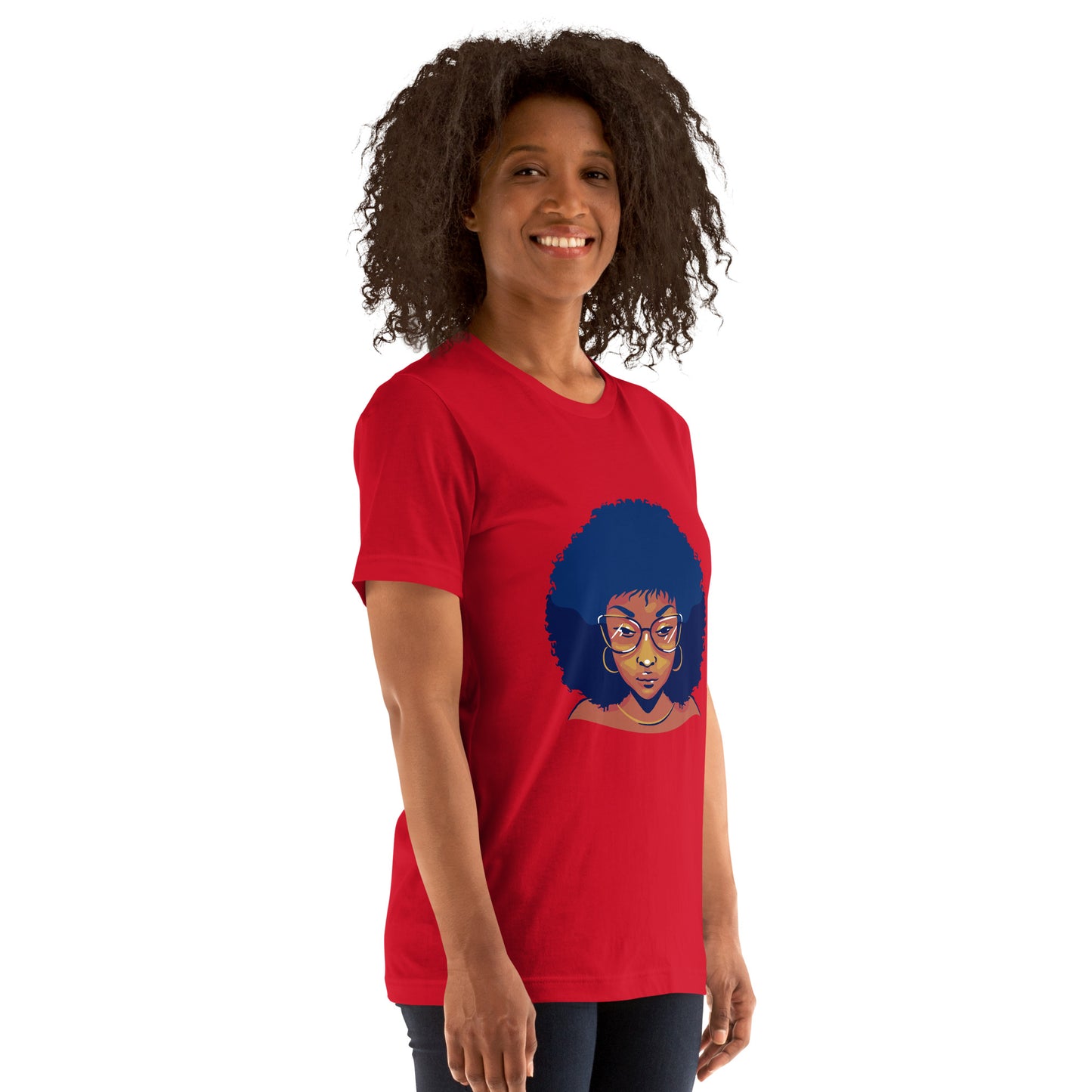 T-Shirts - Ebony Woman Afro (Glamourange Ebony Staple T-Shirts - Front Print 005 Model)