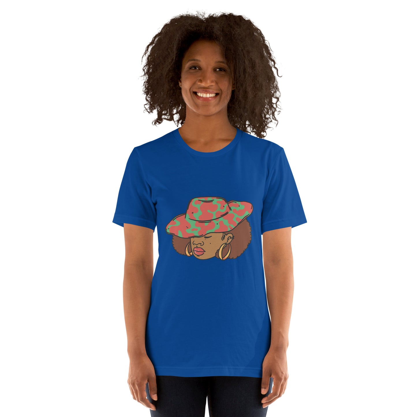 T-Shirts - Ebony Woman Afro (Glamourange Ebony Staple T-Shirts - Front Print 001 Model)