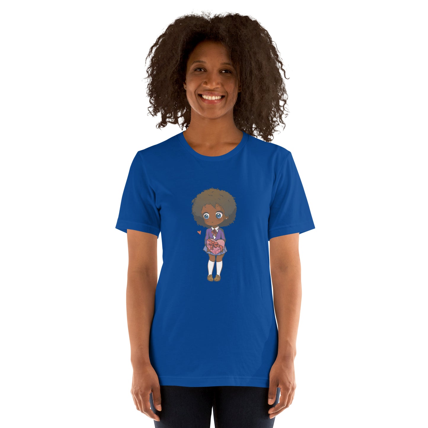 T-Shirts - Ebony Girl Afro (Glamourange Ebony Staple T-Shirts - Front Print 004 Model)