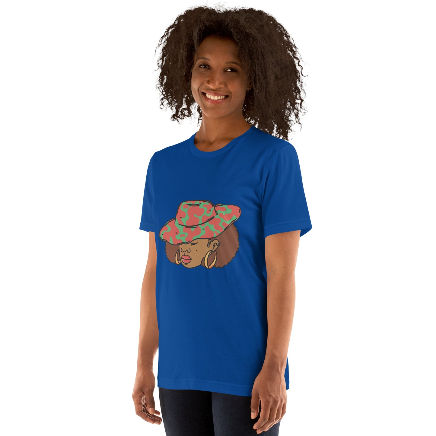 T-Shirts - Ebony Woman Afro (Glamourange Ebony Staple T-Shirts - Front Print 001 Model)