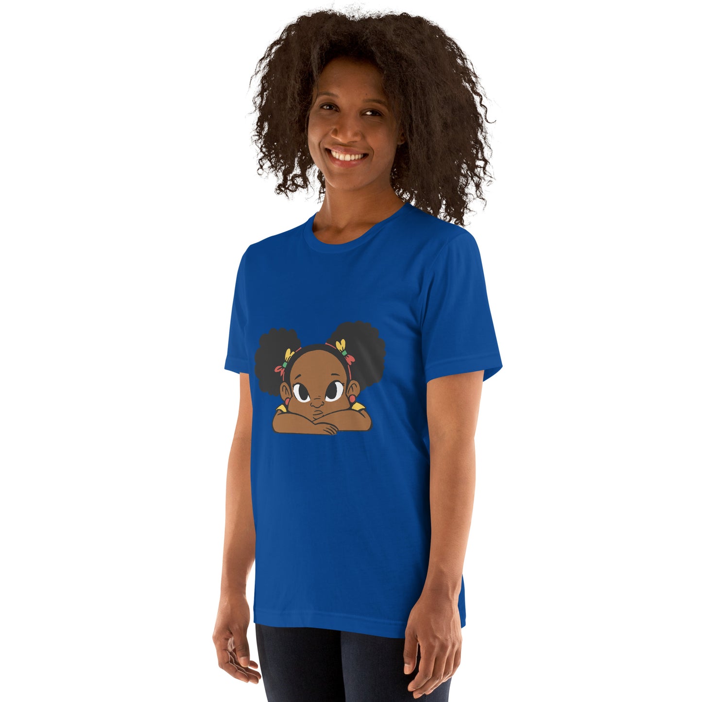 T-Shirts - Ebony Girl Afro (Glamourange Ebony Staple T-Shirts - Front Print 002 Model)