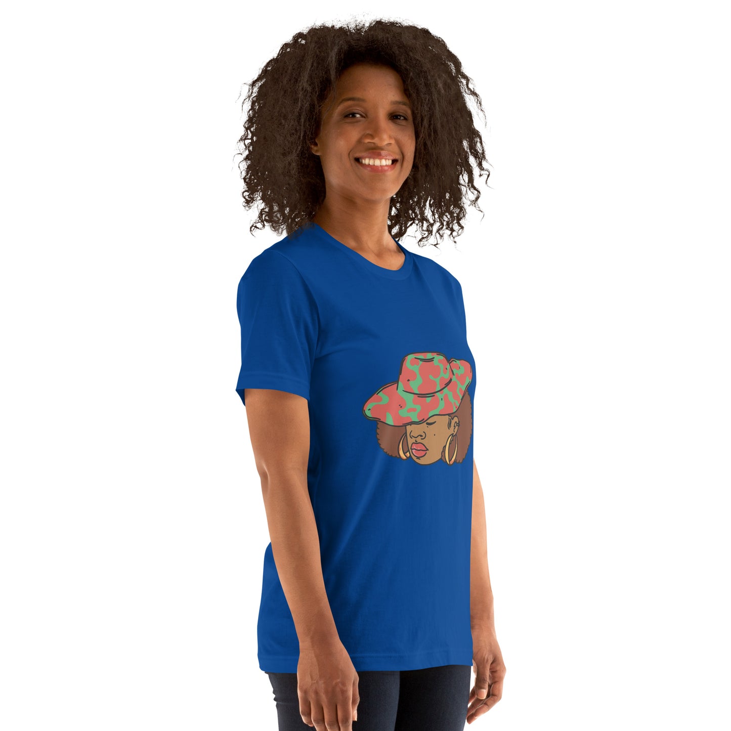 T-Shirts - Ebony Woman Afro (Glamourange Ebony Staple T-Shirts - Front Print 001 Model)