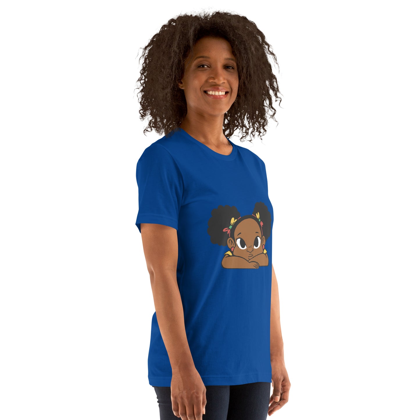 T-Shirts - Ebony Girl Afro (Glamourange Ebony Staple T-Shirts - Front Print 002 Model)