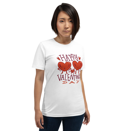Women T Shirt - Happy Valentine's Day (Glamourange Motivation Staple T-Shirts - Front Print)