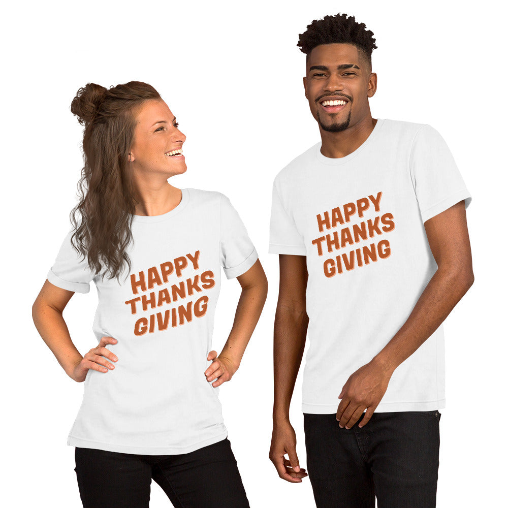 T-Shirts - Happy Thanks Giving (Glamourange Seasons & Events Staple T-Shirts - Front Print)