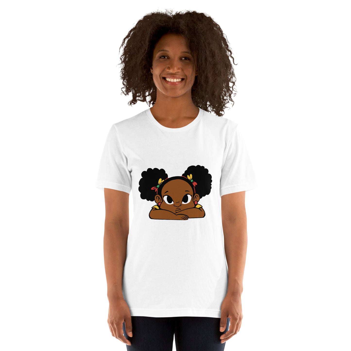 T-Shirts - Ebony Girl Afro (Glamourange Ebony Staple T-Shirts - Front Print 002 Model)