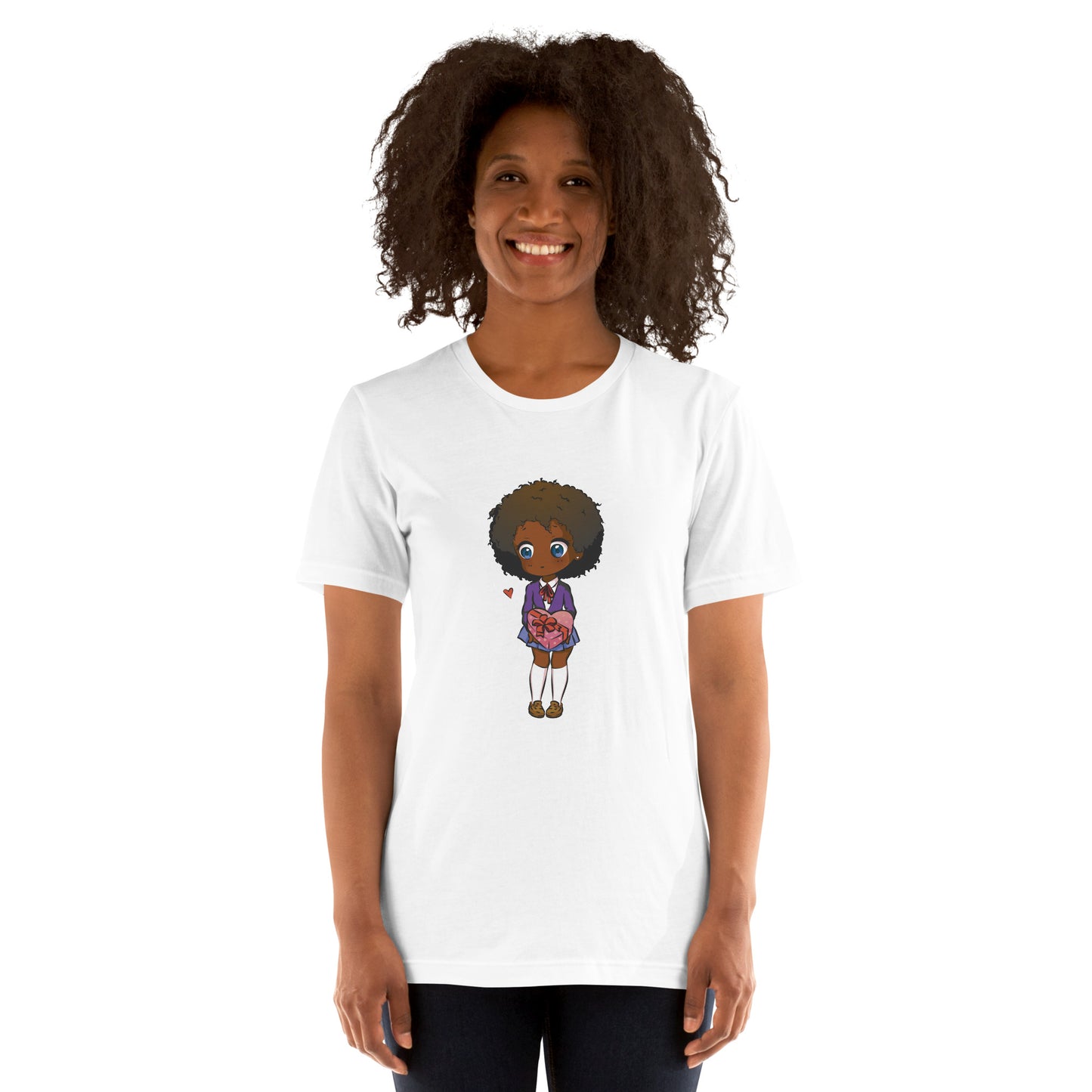 T-Shirts - Ebony Girl Afro (Glamourange Ebony Staple T-Shirts - Front Print 004 Model)