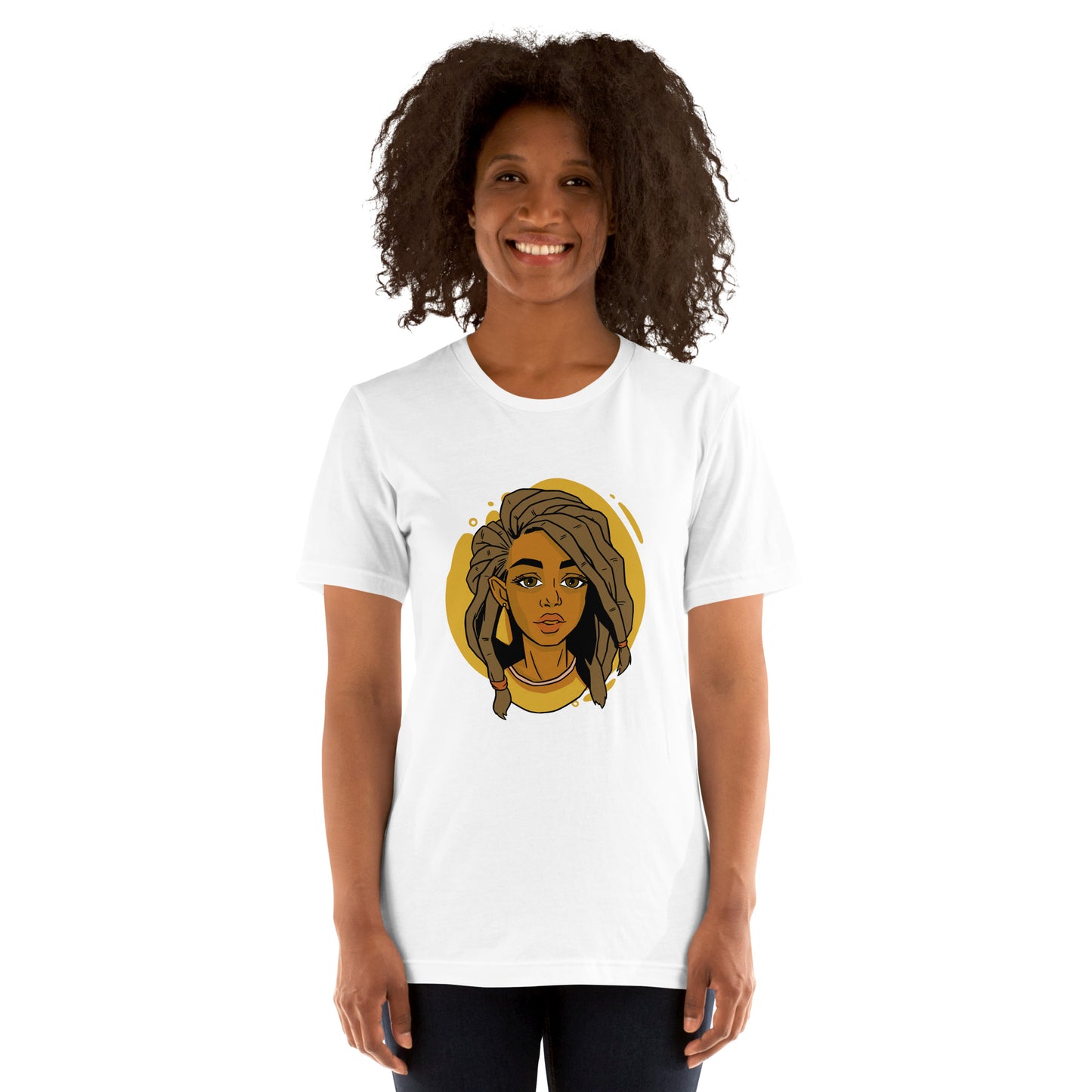 T-Shirts - Ebony Woman Dreadlocks (Glamourange Ebony Staple T-Shirts - Front Print 006 Model)