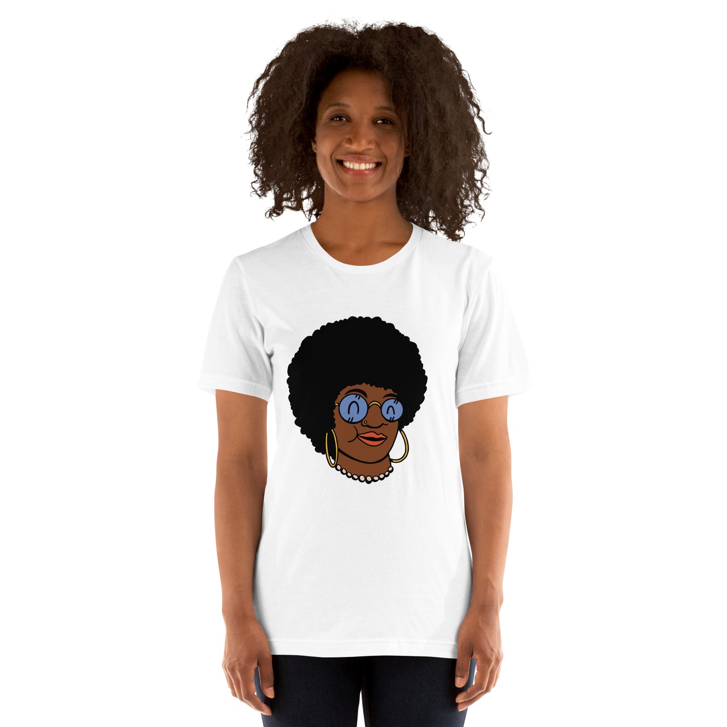 T-Shirts - Beautiful Afro (Glamourange Ebony Staple T-Shirts - Front Print 009 Model)