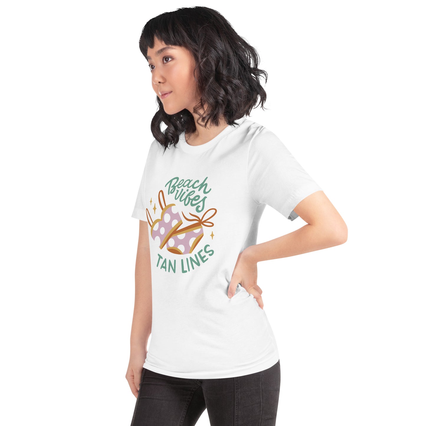 T-Shirts - Beach Vibes. Tan Lines (Glamourange Seasons & Events Staple T-Shirts - Front Print)