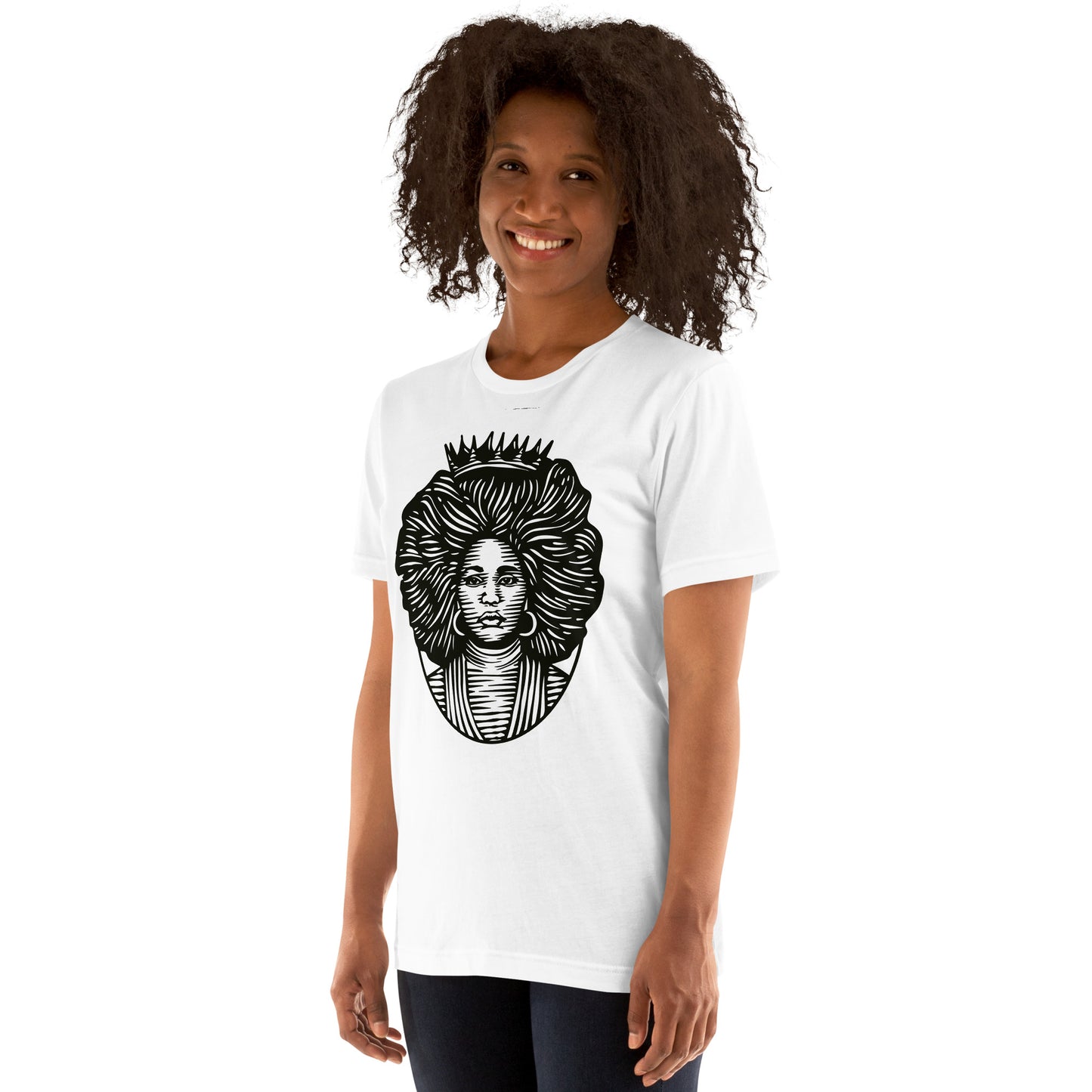 T-Shirts - The Beautiful Queen (Glamourange Ebony Staple T-Shirts - Front Print 0021 Model)