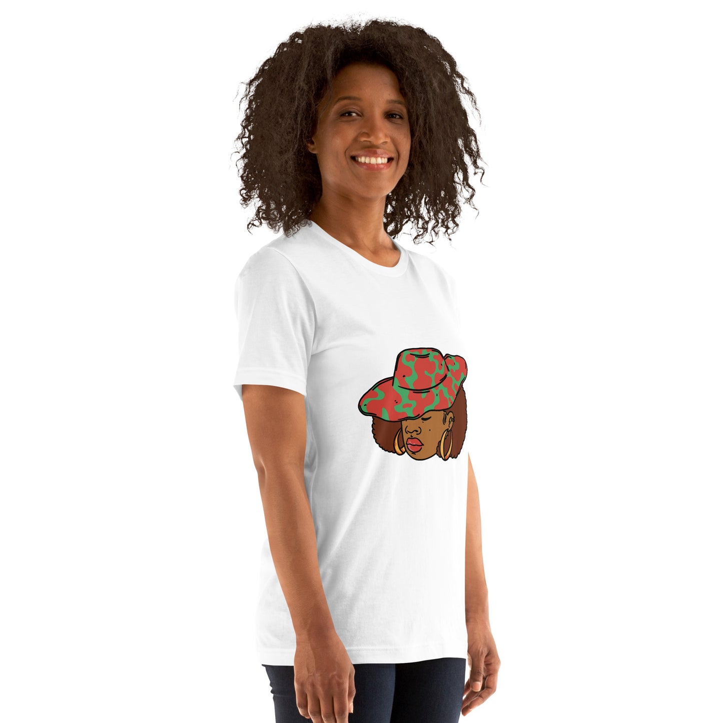 T-Shirts - Ebony Woman Afro (Glamourange Ebony Staple T-Shirts - Front Print 001 Model)