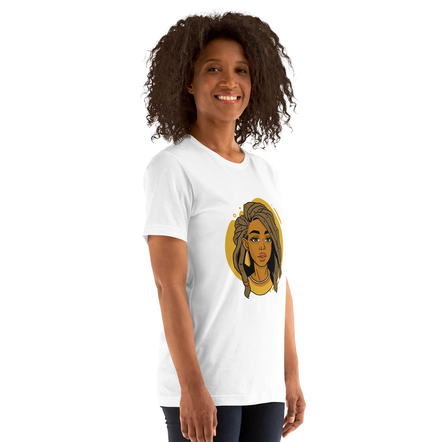 T-Shirts - Ebony Woman Dreadlocks (Glamourange Ebony Staple T-Shirts - Front Print 006 Model)