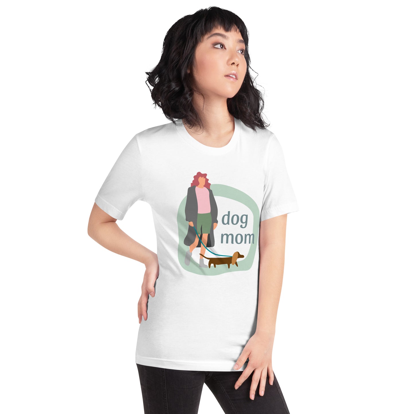 T-Shirts - Dog Mom (Glamourange Pets Staple T-Shirts - Front Print 001 Model)