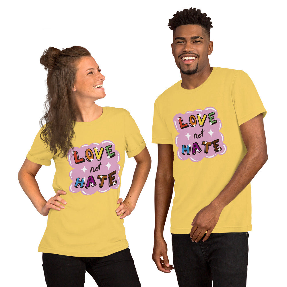 T-Shirts - Love Not Hate (Glamourange Love Staple T-Shirts - Front Print 0043 Model)