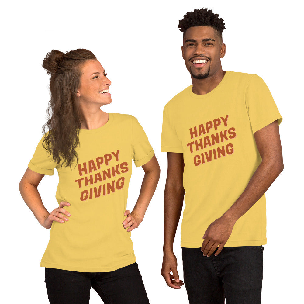 T-Shirts - Happy Thanks Giving (Glamourange Seasons & Events Staple T-Shirts - Front Print)