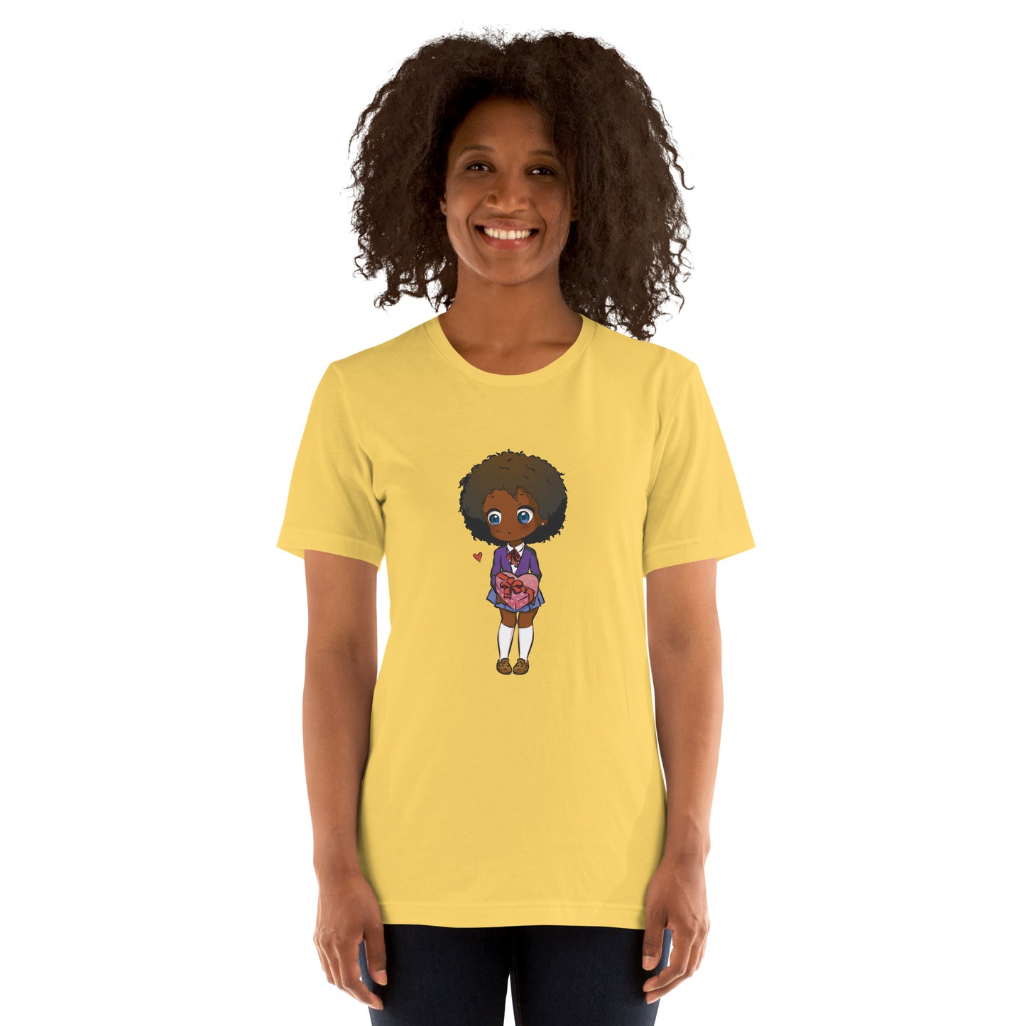 T-Shirts - Ebony Girl Afro (Glamourange Ebony Staple T-Shirts - Front Print 004 Model)