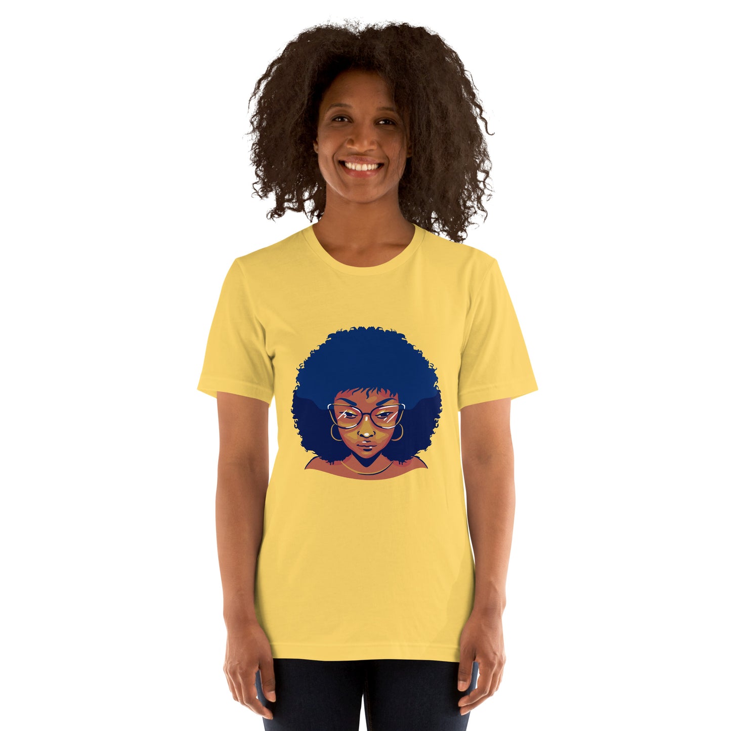 T-Shirts - Ebony Woman Afro (Glamourange Ebony Staple T-Shirts - Front Print 005 Model)