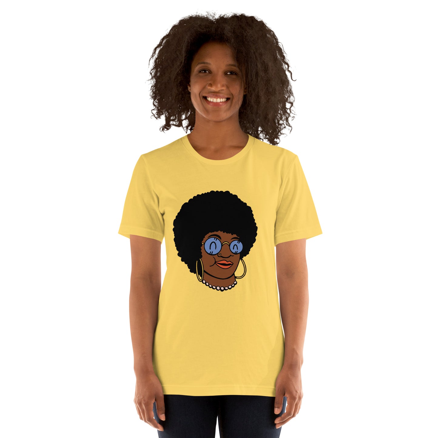 T-Shirts - Beautiful Afro (Glamourange Ebony Staple T-Shirts - Front Print 009 Model)