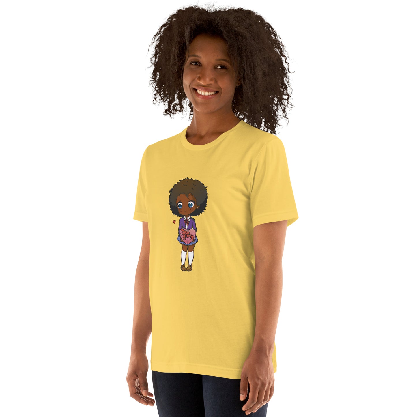 T-Shirts - Ebony Girl Afro (Glamourange Ebony Staple T-Shirts - Front Print 004 Model)