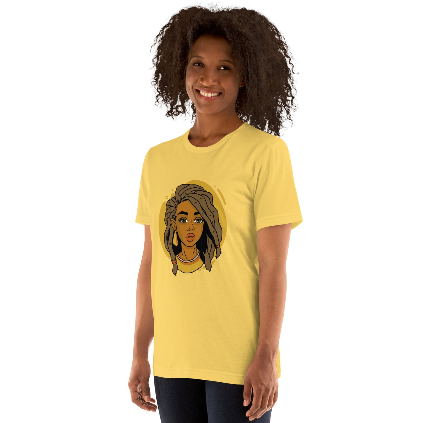 T-Shirts - Ebony Woman Dreadlocks (Glamourange Ebony Staple T-Shirts - Front Print 006 Model)