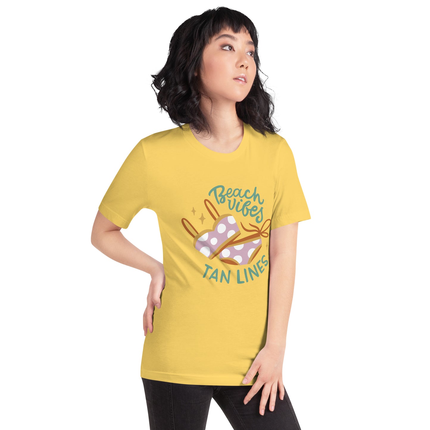 T-Shirts - Beach Vibes. Tan Lines (Glamourange Seasons & Events Staple T-Shirts - Front Print)