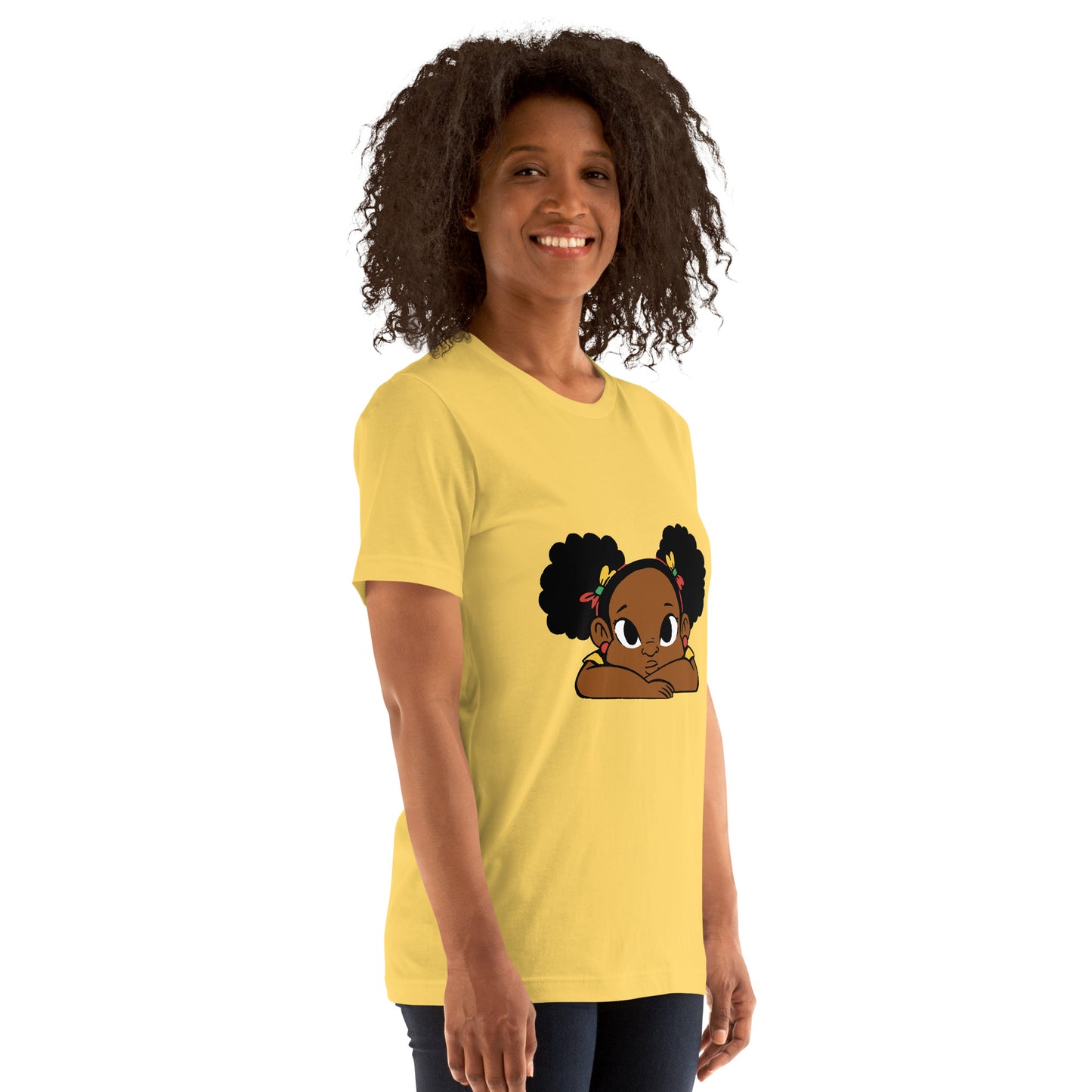 T-Shirts - Ebony Girl Afro (Glamourange Ebony Staple T-Shirts - Front Print 002 Model)