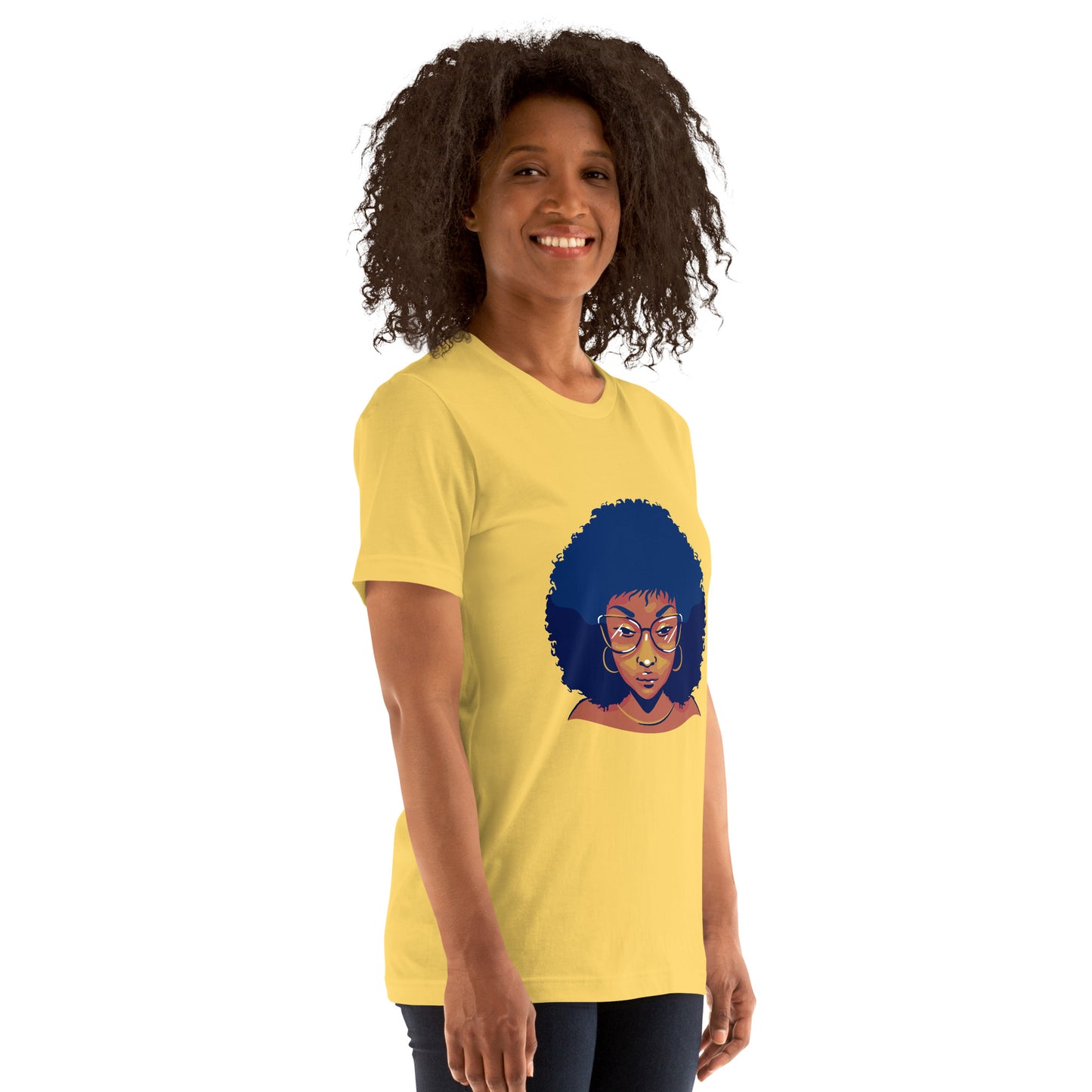 T-Shirts - Ebony Woman Afro (Glamourange Ebony Staple T-Shirts - Front Print 005 Model)