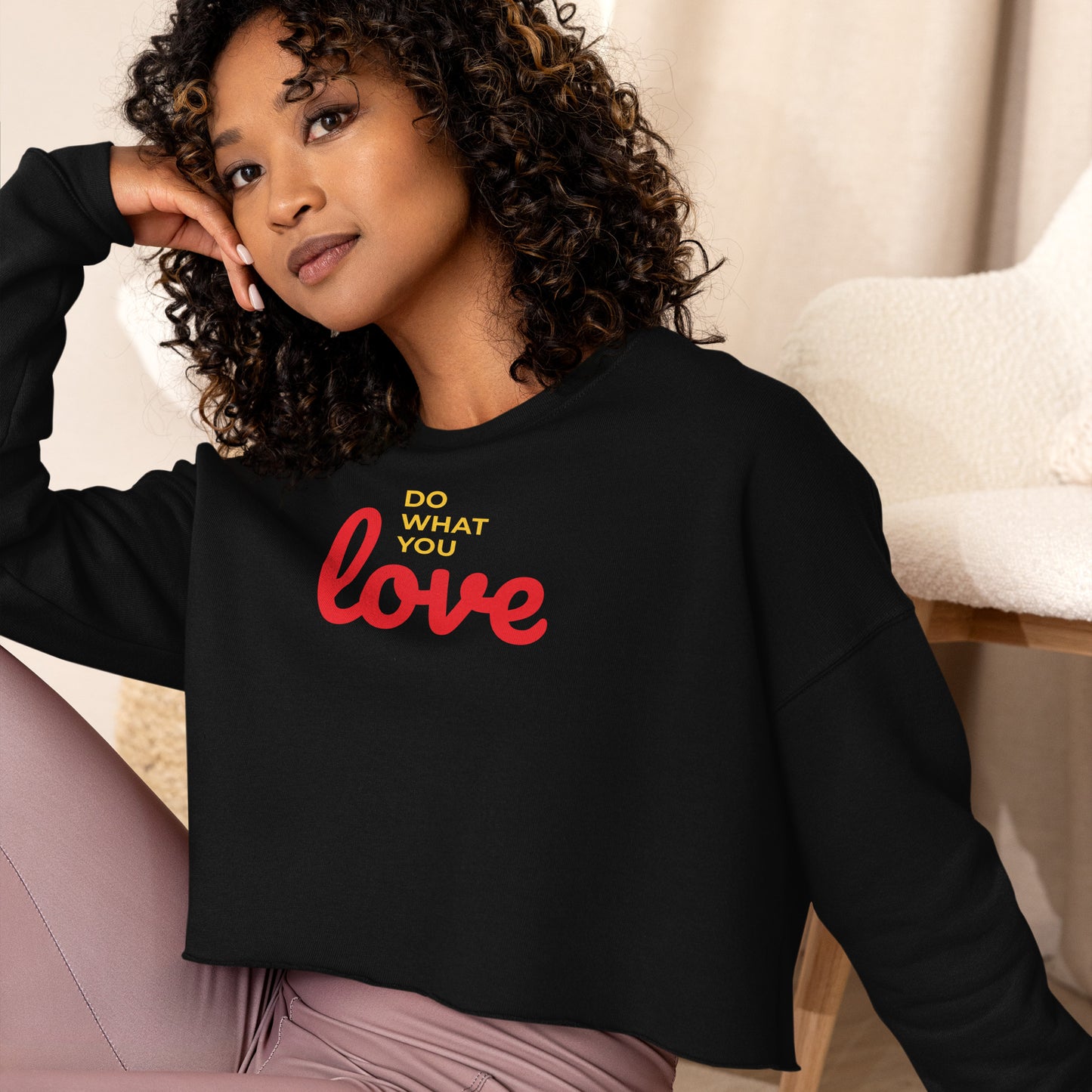 Crop Sweatshirt Womens (Do What You Love - Motivation 001)