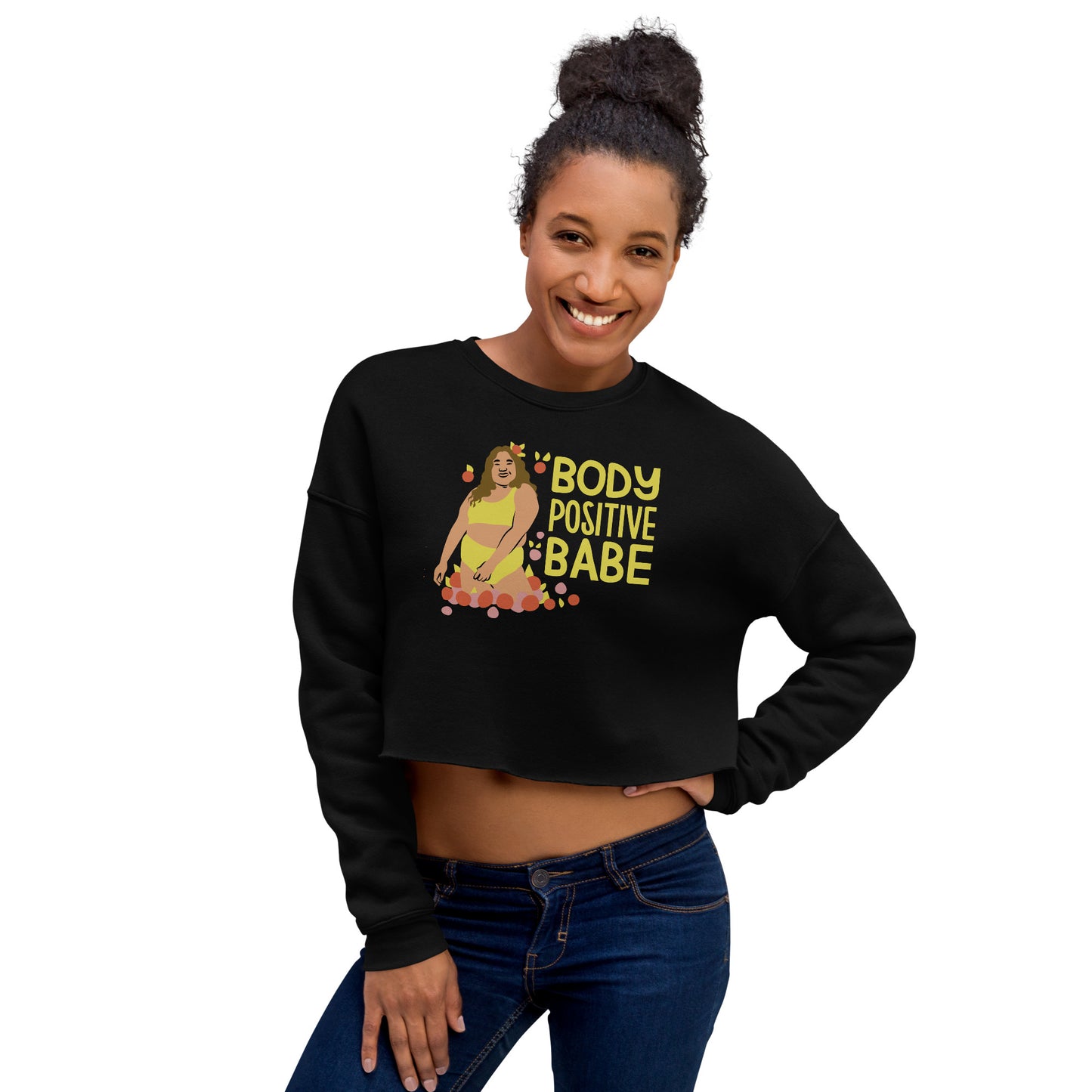 Crop Sweatshirt Womens (Body Positive Babe - Inspiration 005)