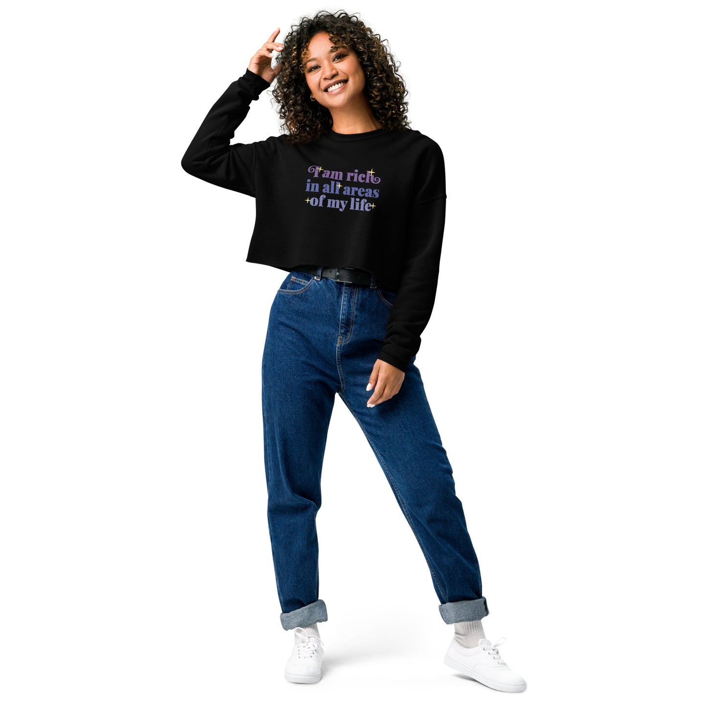 Crop Sweatshirt Womens (I'm Rich In All Areas Of My Life - Inspiration 0017)