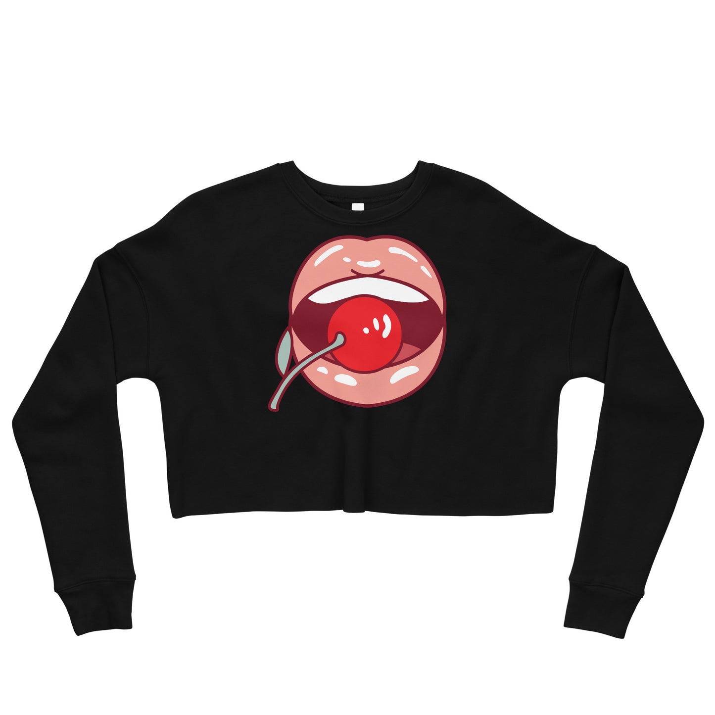 Crop Sweatshirt Womens (Lips and Cherry - Fun Lips 0021)