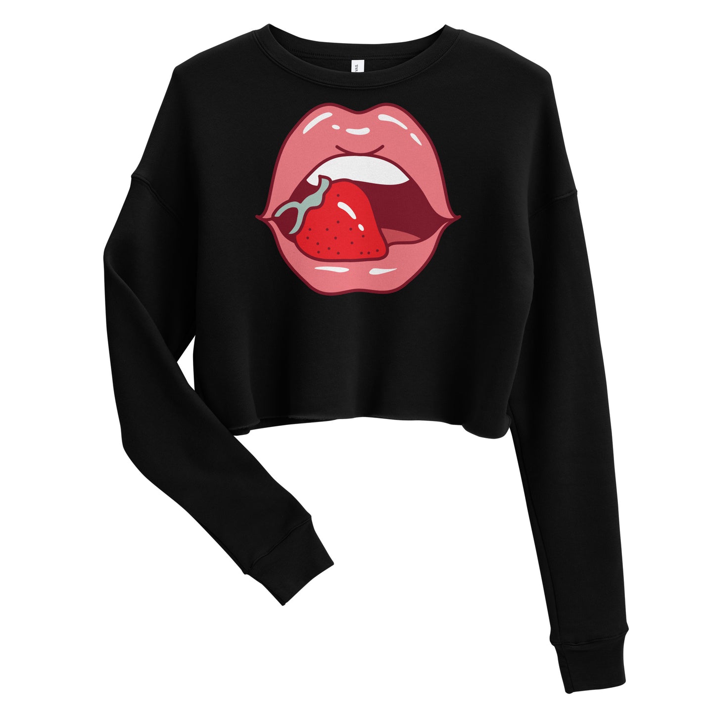 Crop Sweatshirt Womens (Lips and Strawberry - Fun Lips 0022)