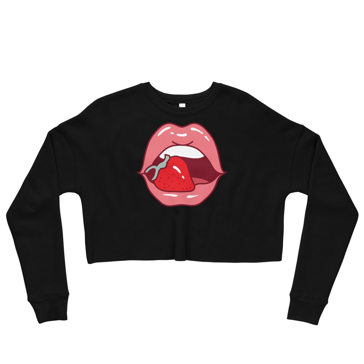 Crop Sweatshirt Womens (Lips and Strawberry - Fun Lips 0022)