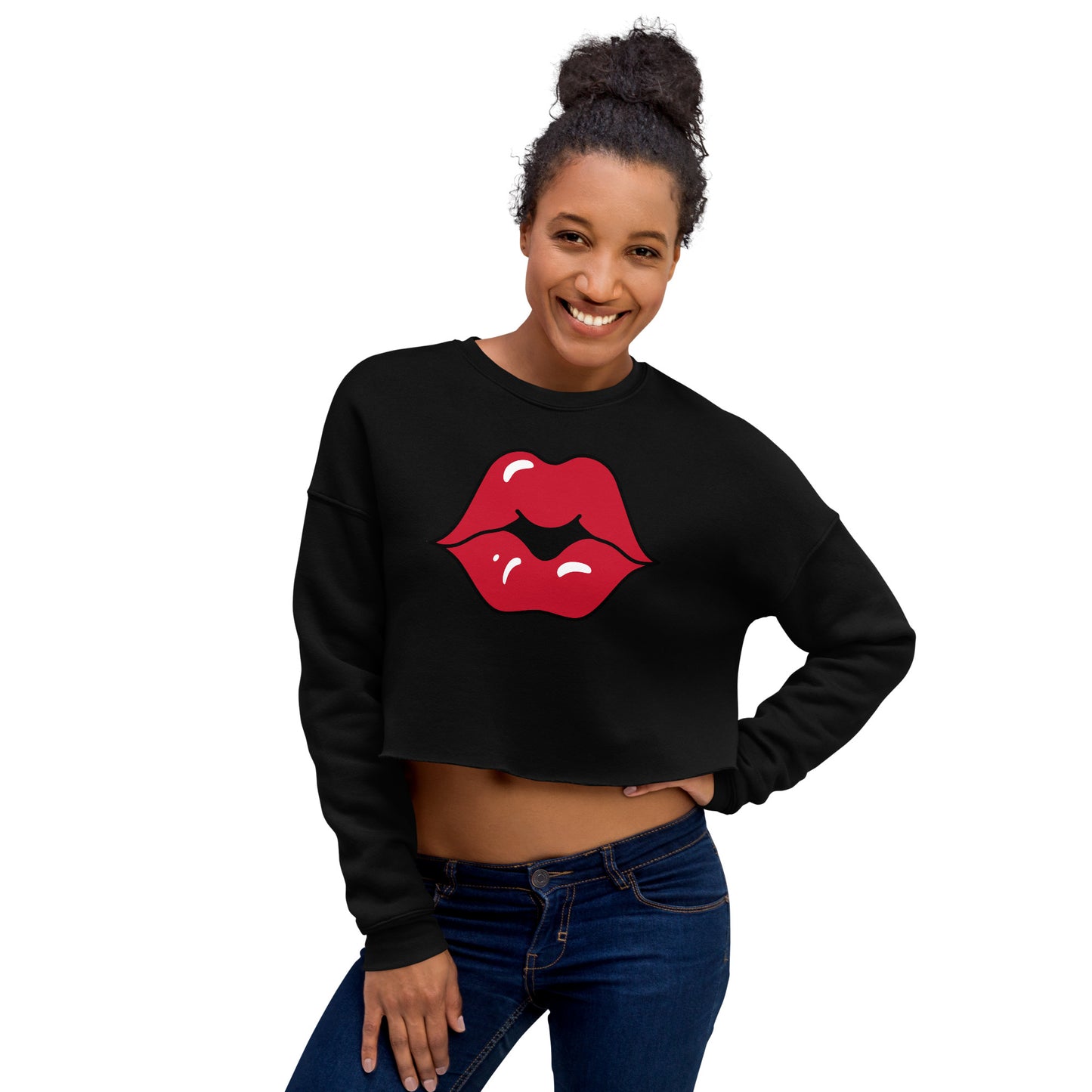 Crop Sweatshirt Womens (Kiss - Fun Lips 0024)