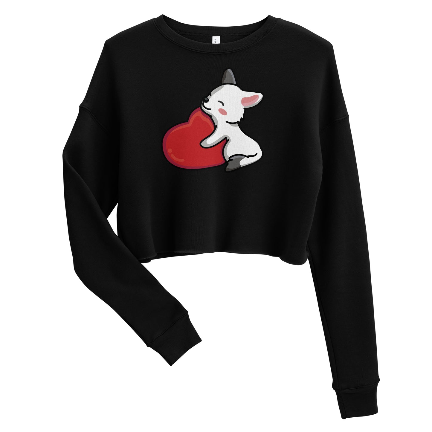 Crop Sweatshirt Womens (Cute Dog With Heart - Dog Love Heart 0027)