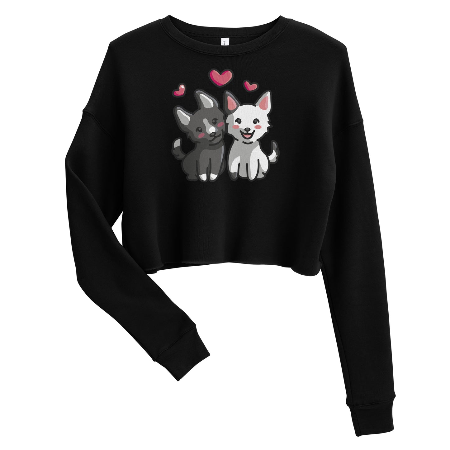 Crop Sweatshirt Womens (Cute Dogs With Heart - Dogs Love Hearts 0028)