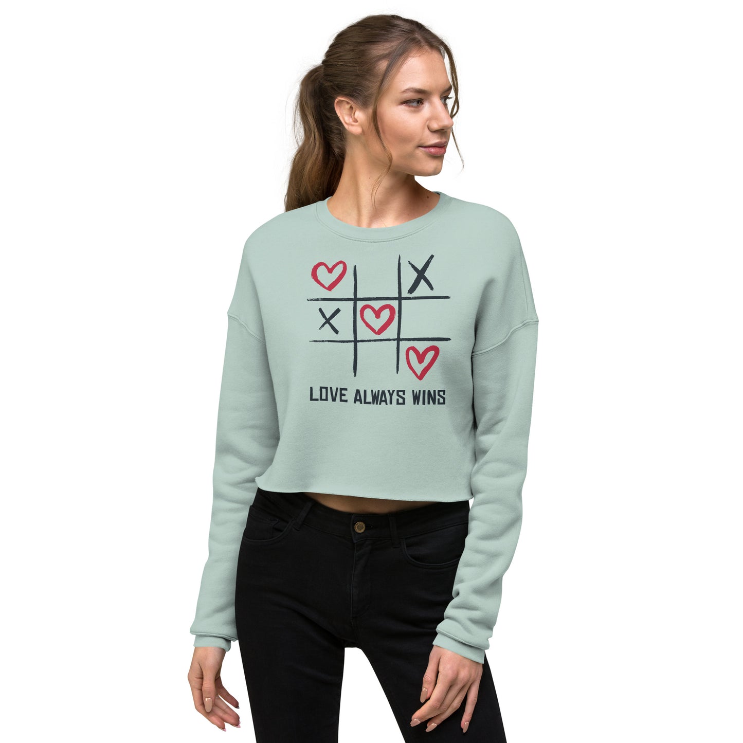 Crop Sweatshirt Womens (Love Always Wins - Inspiration 006)