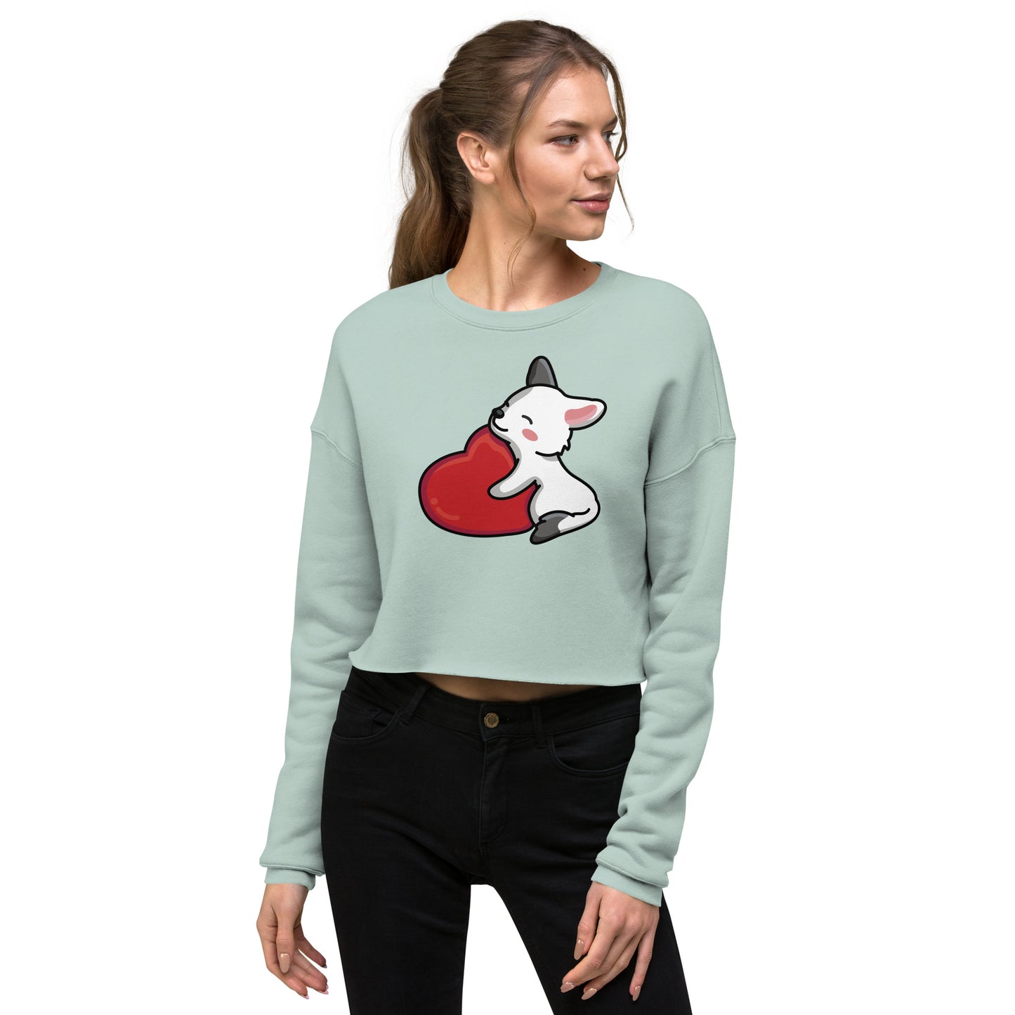 Crop Sweatshirt Womens (Cute Dog With Heart - Dog Love Heart 0027)