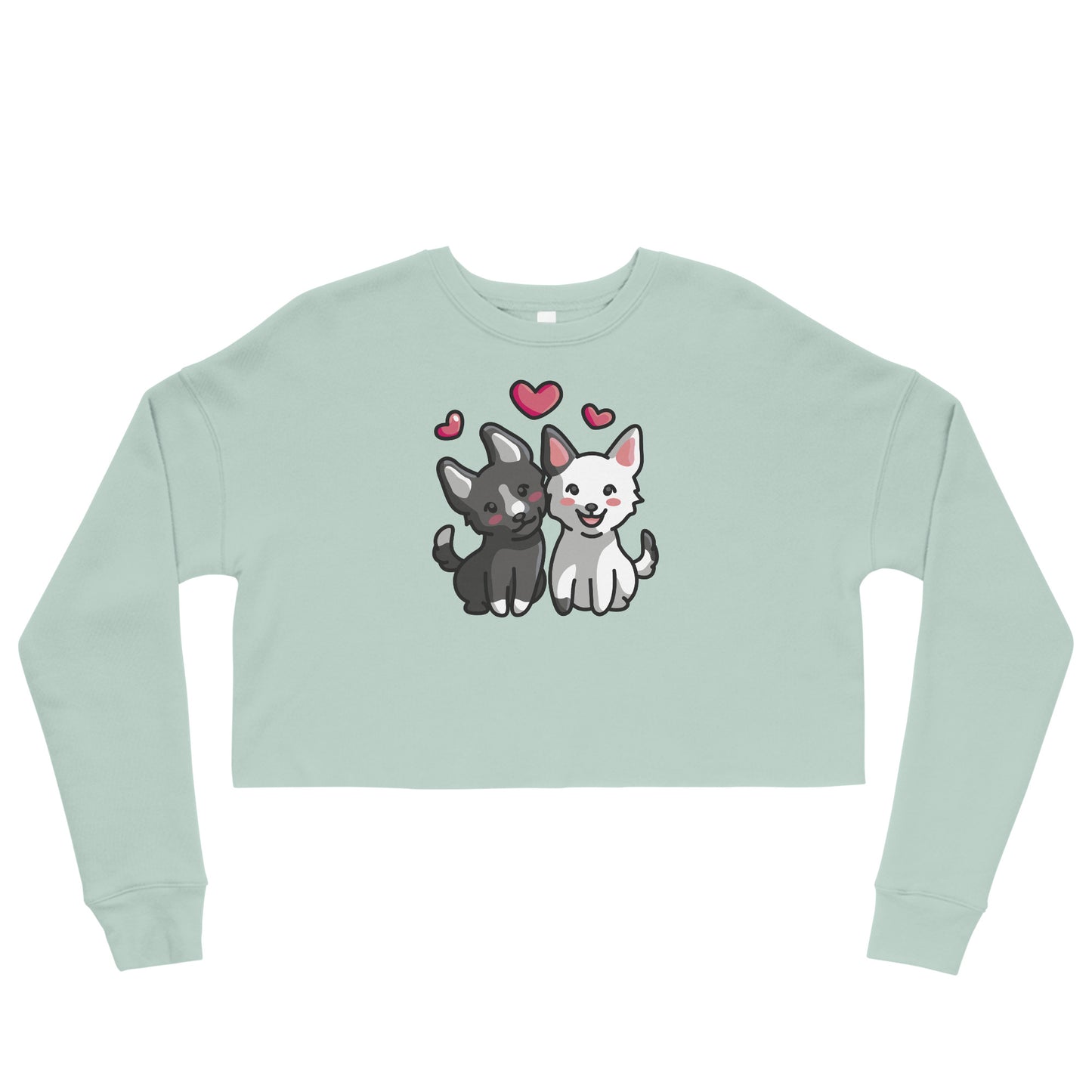 Crop Sweatshirt Womens (Cute Dogs With Heart - Dogs Love Hearts 0028)